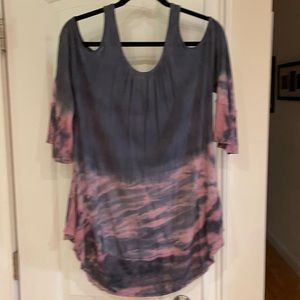 T party women’s tie dye tunic cold shoulder boho